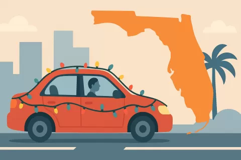 ¿Es legal tener luces navideñas en un auto en Florida?