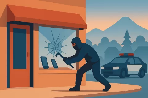 Robo en Villa La Angostura: rompieron la vidriera de un local y huyeron con celulares