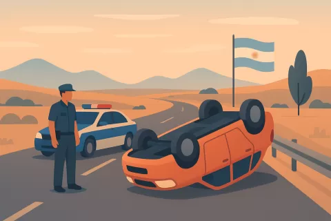 Vuelco en la Ruta Nacional 22 entre Chimpay y Belisle generó demoras sin heridos