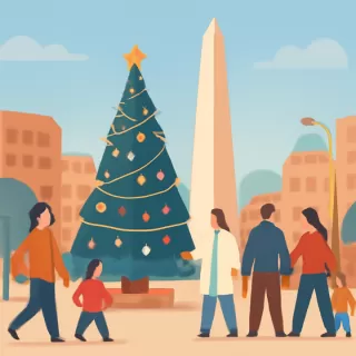 Encendieron el árbol de Navidad en el Obelisco y comenzó la temporada festiva en Buenos Aires