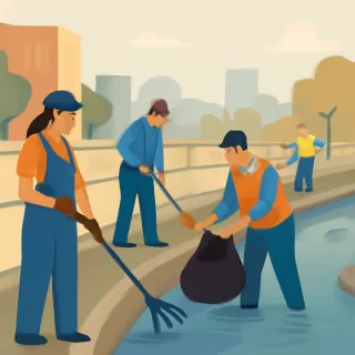 Continúan las tareas manuales de limpieza y mantenimiento en el canal de Avenida Roca