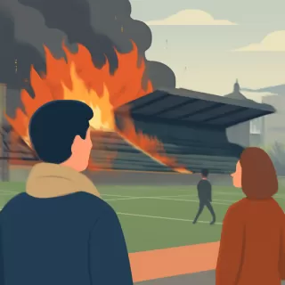 Incendio en la cancha del FC Haka tras su descenso a la segunda división finlandesa