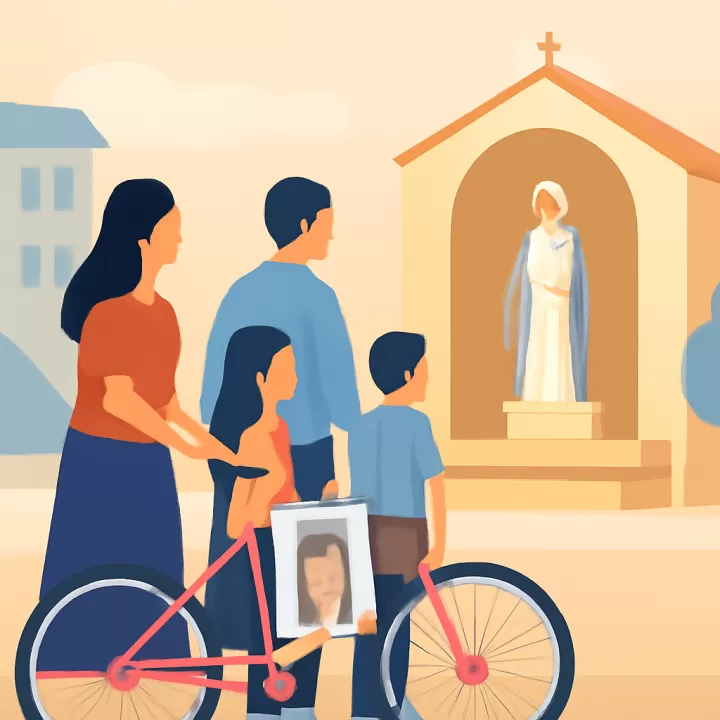 Familia homenajea a su hija fallecida cumpliendo su sueño de peregrinar en bicicleta a la Virgen de Itatí