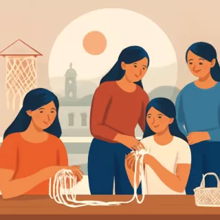 Migrantes en México impulsan sus oportunidades a través de un taller de macramé