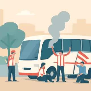 Micro con hinchas de Estudiantes varado en Córdoba rumbo a la final con Racing en Santiago del Estero