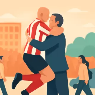 Sebastián Verón celebró el título de Estudiantes saltando a la cancha y abrazándose con Eduardo Domínguez