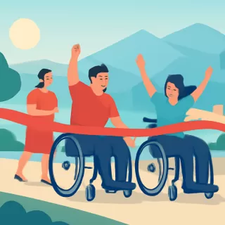 Dos corredores con parálisis cerebral completaron El Cruce, 100 km en silla de ruedas