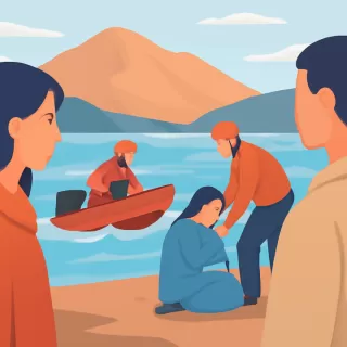 Operativo de rescate de María José San Martín en el lago Colhué Huapi