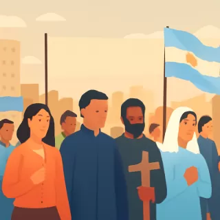 Organizaciones religiosas participan en la marcha sindical contra la reforma laboral en Argentina