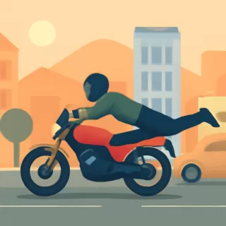 Motociclista realiza maniobra peligrosa acostado en su moto en Avenida Bolivia