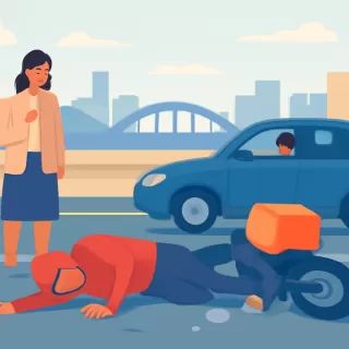 Motodelivery derrapó y cayó en Ruta 1 tras maniobra peligrosa de otro vehículo