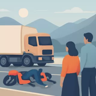 Accidente entre una moto y un camión en la Ruta Nacional 7 en alta montaña