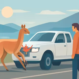 Camioneta impactó contra un guanaco en Ruta Nacional 3 sin heridos