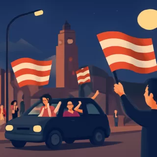 Estudiantes celebró su título con una caravana nocturna en La Plata