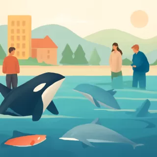 Orcas y delfines cooperan en la caza del salmón Chinook en el Pacífico