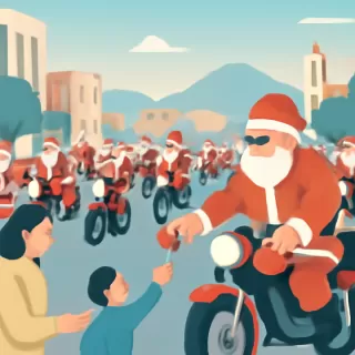 Más de 300 Papá Noeles en moto recorrieron las calles de Salta en una caravana solidaria