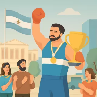 Kevin Ramírez, barrendero argentino, campeón en el Boxing Grand Prix de Riad