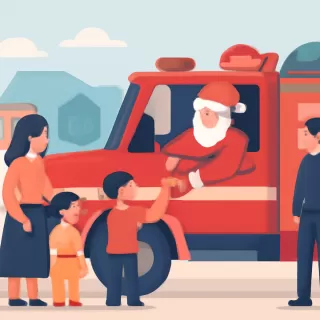 Papá Noel visita Jardín América en camioneta de bomberos y entrega juguetes