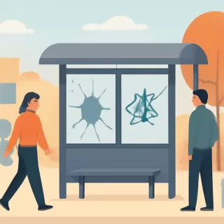 Vandalismo en Puerto Manzano causa daños en garitas de colectivos