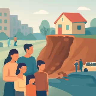 Remoción en masa en Quellón, Chile, deja una casa al borde del abismo