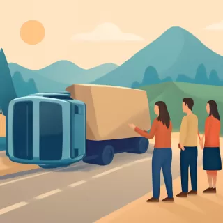 Volcadura de camión chileno en Ruta Nacional 40 cerca de Villa La Angostura