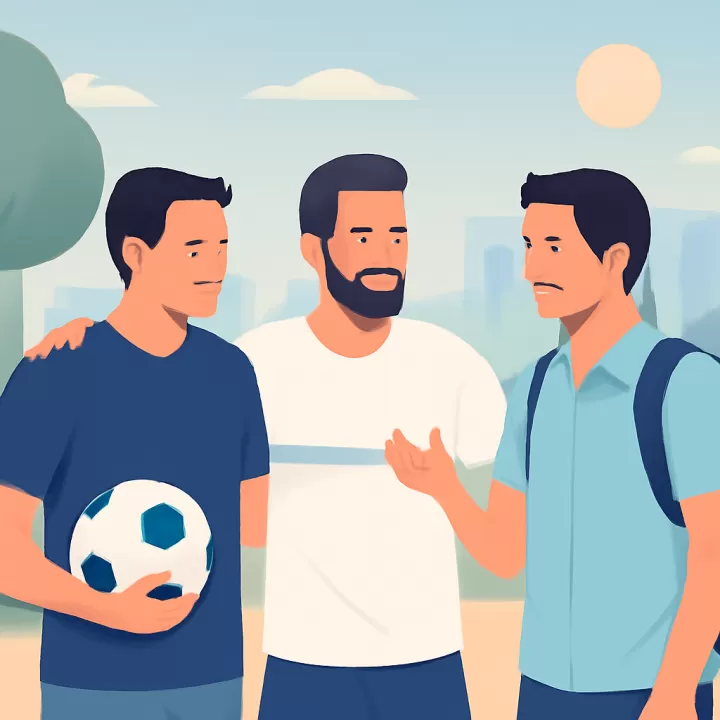 Ignacio Miramón de vacaciones con dos jugadores de Gimnasia