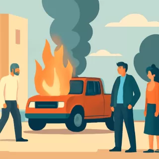 Incendio afectó una camioneta en el barrio Abel Amaya de Comodoro Rivadavia