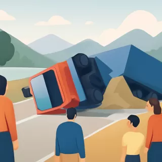 Volcadura de camión chileno en la Ruta Nacional 40 cerca de Villa La Angostura