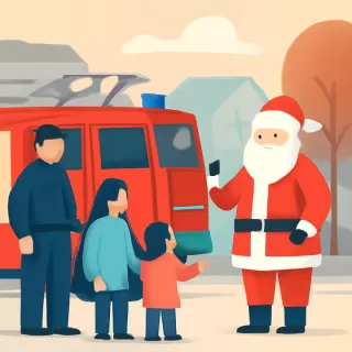 Papá Noel visitó Melipal acompañado por Bomberos Voluntarios en Bariloche