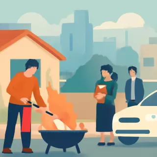 Principio de incendio en Rawson por brasas de asado mal apagadas