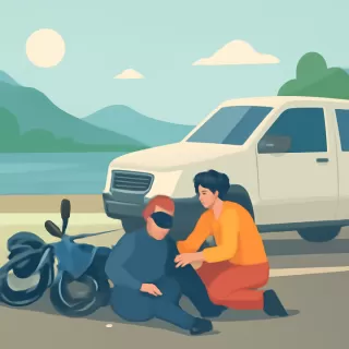 Choque entre una moto y una camioneta en el kilómetro 14 de la Avenida Bustillo