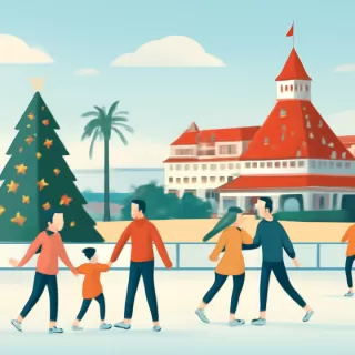 Hotel del Coronado en California inaugura pista de hielo junto a la playa para la temporada navideña 2025