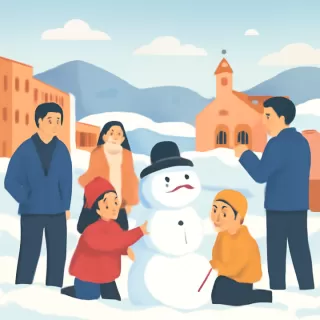 Nevada inusual en San Antonio de los Cobres permitió la formación de muñecos de nieve