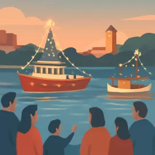 Desfile náutico navideño solidario en el río Paraná en Posadas