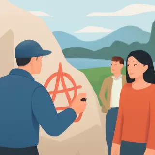 Camionero realiza graffiti en una piedra del Parque Nacional Nahuel Huapi y es denunciado