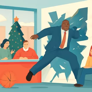 Shaquille O'Neal protagonizó un blooper en vivo al romper el decorado del estudio durante una transmisión navideña