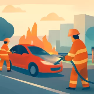 Bomberos controlaron un incendio de vehículo en Manzano sobre la Ruta Nacional 40