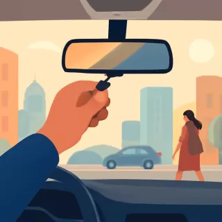 Función de la palanca debajo del espejo retrovisor central del auto