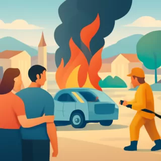 Auto alquilado por turistas brasileños se incendió en Villa La Angostura