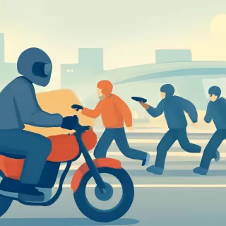 Robo a motociclista en Autopista Ricchieri registrado desde su casco