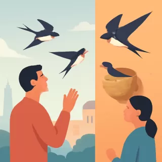 El regreso anual de las golondrinas a su nido tras largas migraciones