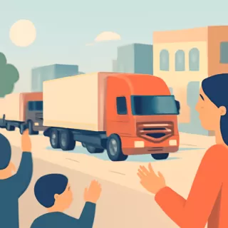 Camioneros de Jardín América despiden el año con bocinazos en caravana