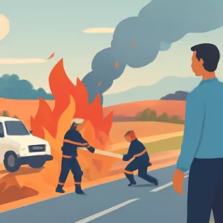 Incendio forestal controlado en campos próximos a la Ruta Provincial 20 en Gualeguaychú