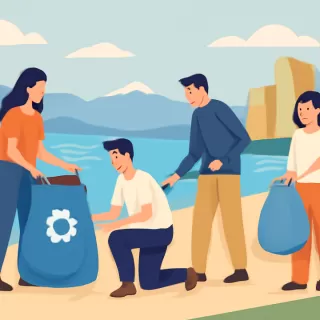 Jóvenes por Bariloche limpian y reciclan en la costanera el último día del año