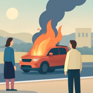 Incendio de un Ford Ecosport en Ruta 24 cerca de Sarmiento