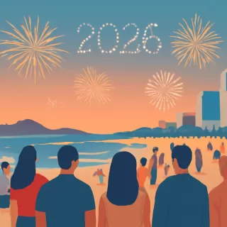 Punta del Este recibió el 2026 con un show de drones, fuegos artificiales y una multitud en la playa