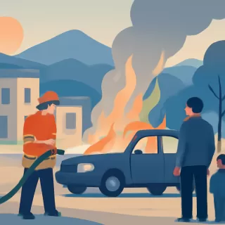 Incendio destruyó un automóvil en El Hoyo durante la madrugada del 2 de enero de 2026