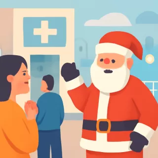 Un gesto festivo de Papá Noel en una guardia médica en Navidad
