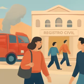 Evacuación preventiva por principio de incendio en el Registro Civil de Salta
