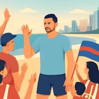 Leandro Paredes es reconocido en una playa de la Costa Atlántica durante sus vacaciones